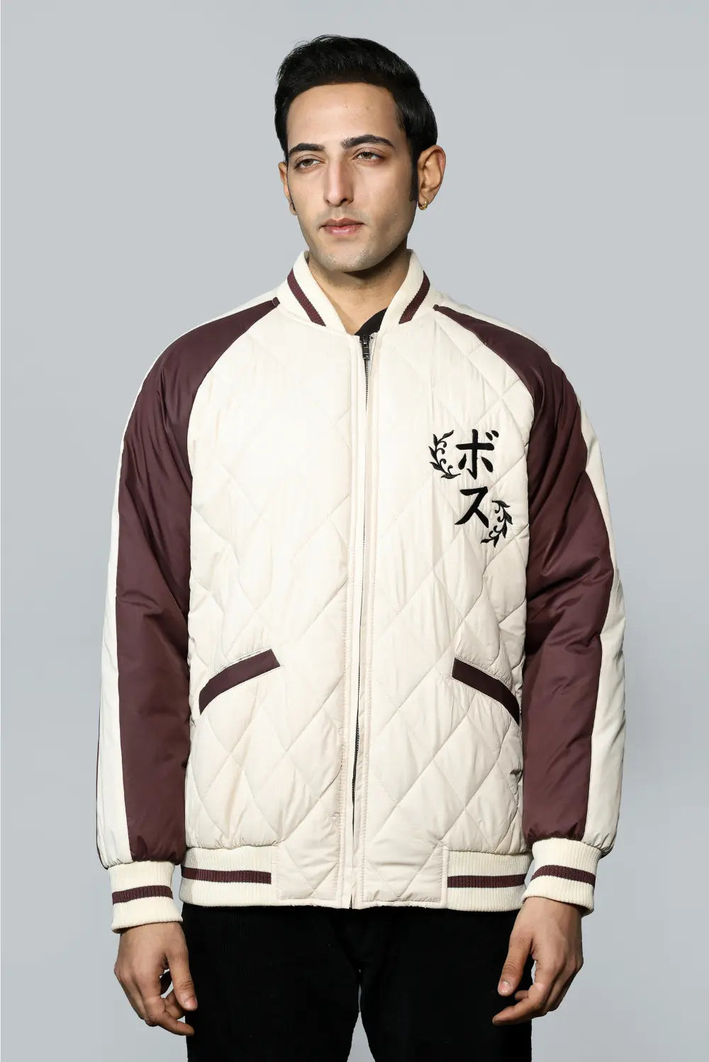 KPAAH Men’s Varsity Bomber Beige Jacket