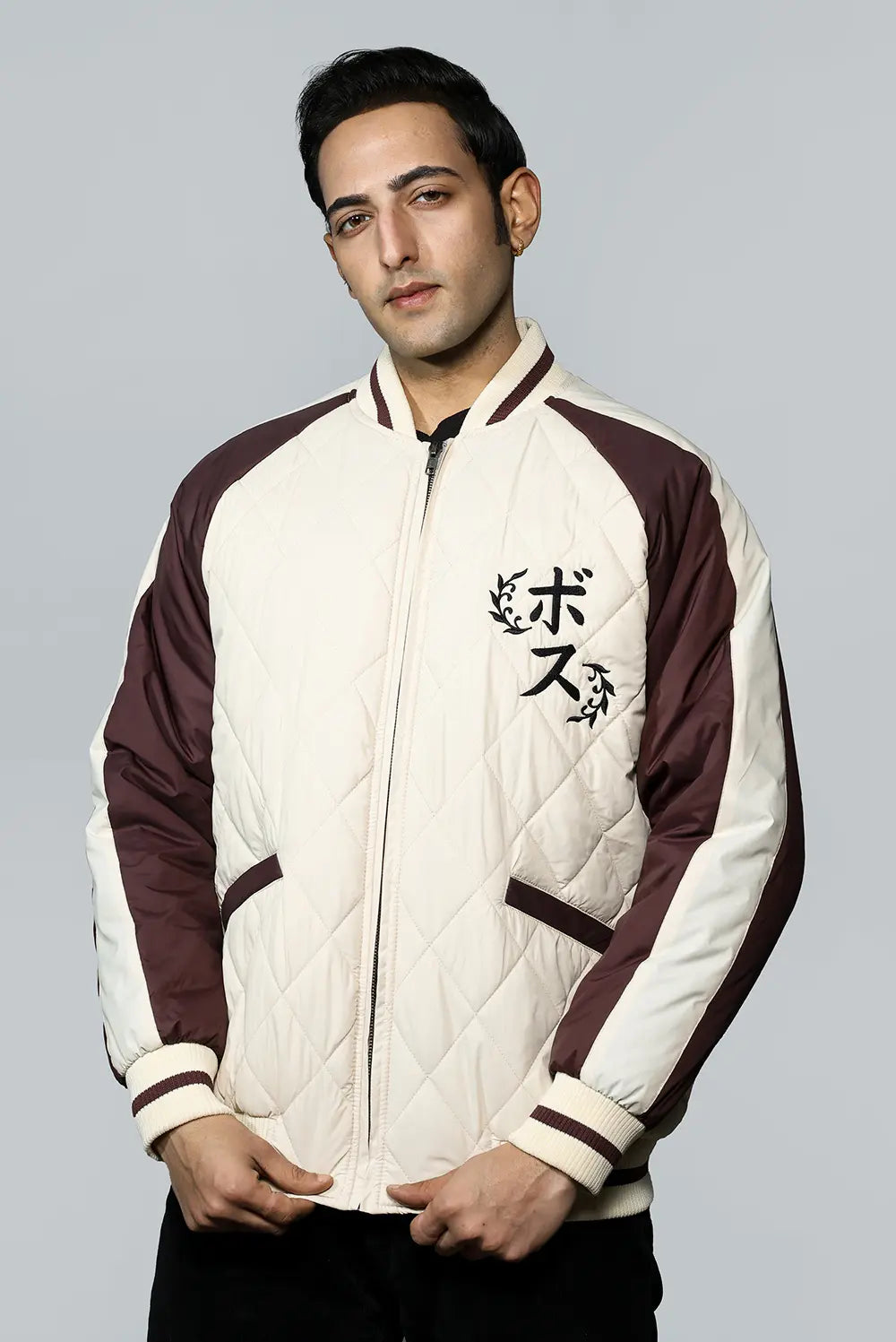 KPAAH Men’s Varsity Bomber Beige Jacket