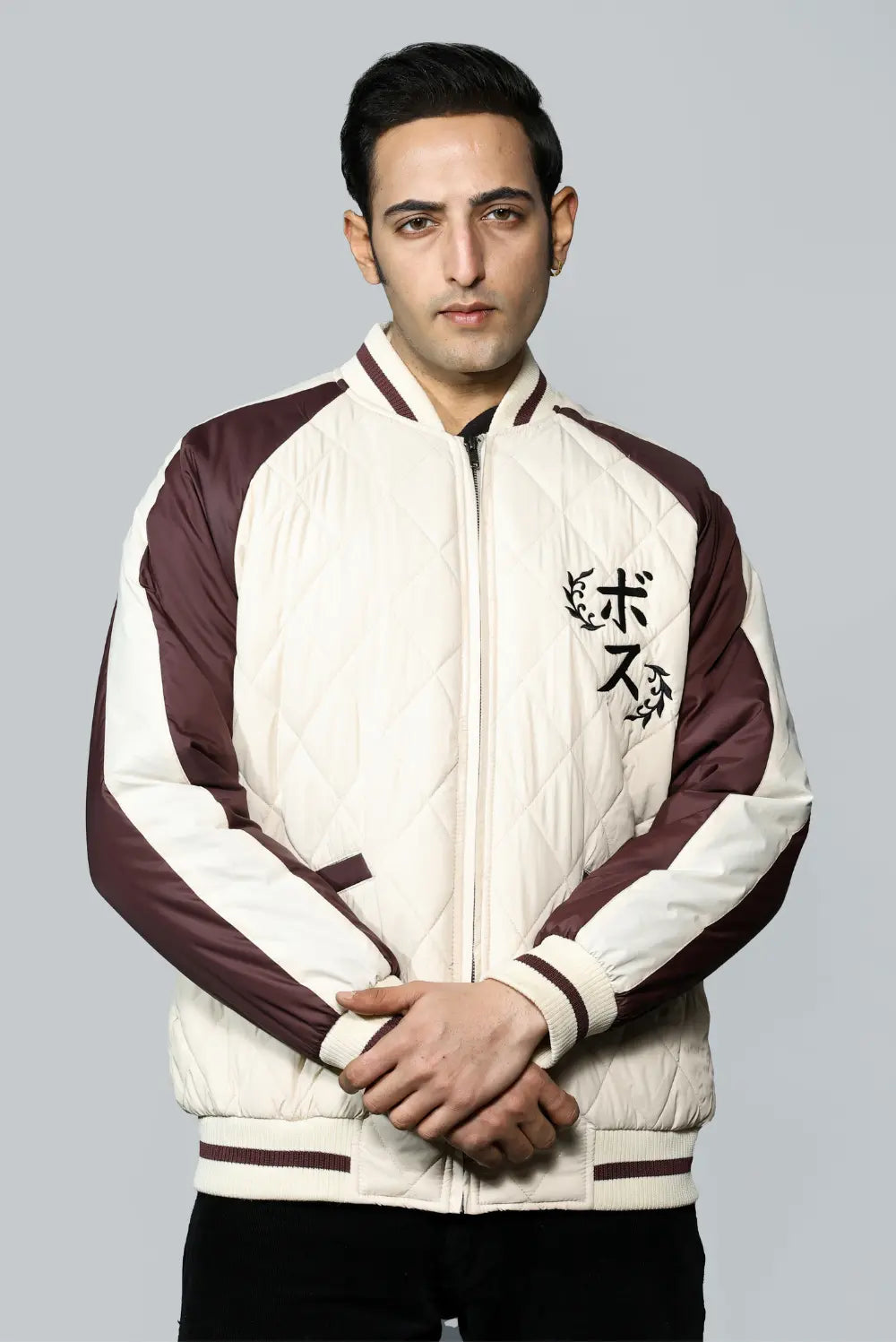 KPAAH Men’s Varsity Bomber Beige Jacket