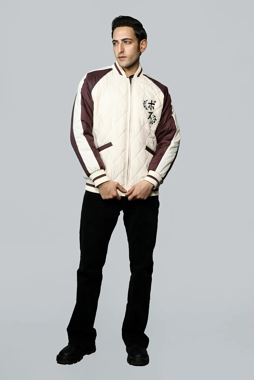 KPAAH Men’s Varsity Bomber Beige Jacket