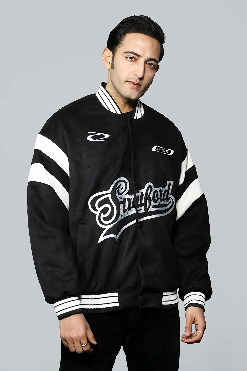 KPAAH Men’s Varsity Bomber Jacket (Black & White)