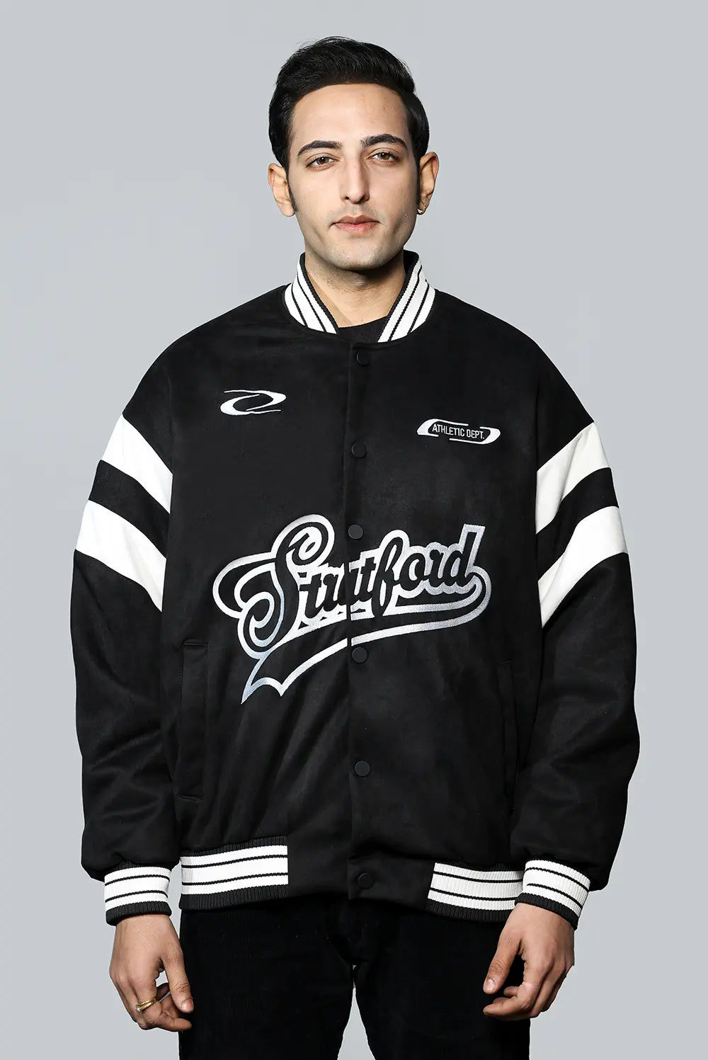 KPAAH Men’s Varsity Bomber Jacket (Black & White)